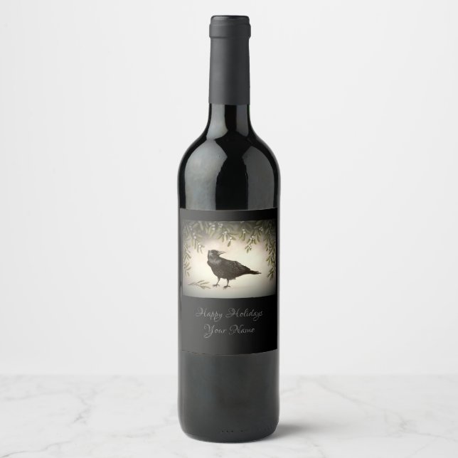 Mistletoe und Crow Weinetikett (Vorderseite)