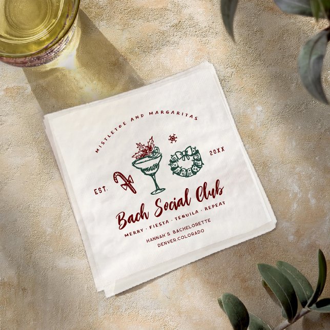 Mistletoe und Margaritas | Christmas Bachelorette Serviette (Von Creator hochgeladen)