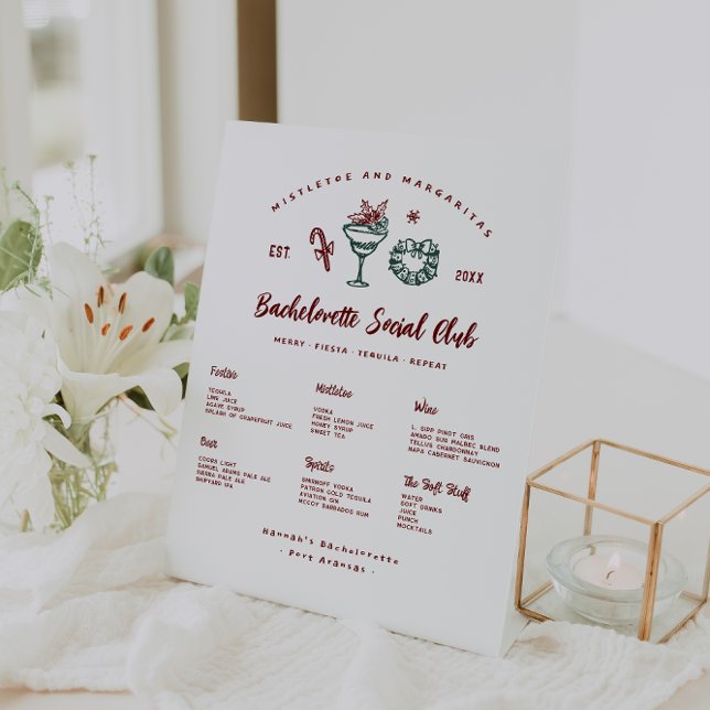 Mistletoe und Margaritas | Christmas Bachelorette Sockelschild (Von Creator hochgeladen)