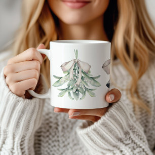 Mistletoe und Silberglocken Weihnachten Kaffeetasse