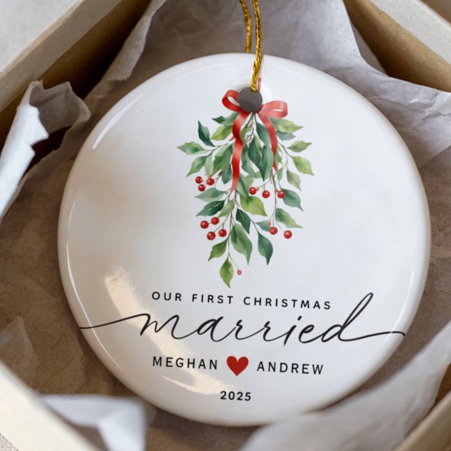 Mistletoe Verheiratete Weihnachten Keramik Ornament (Von Creator hochgeladen)