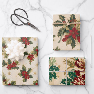 mistletoe Vintag Retro-Muster Weihnachtsgeschenke Geschenkpapier Set