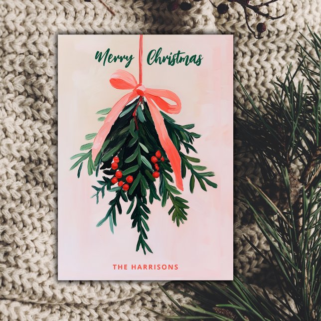 Mistletoe Weihnachtskarte Minimal Moderne Malerei Einladung (Von Creator hochgeladen)