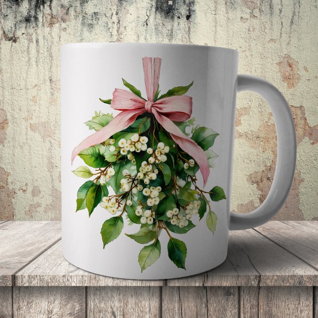 Mistletoe with Pink Ribbon Kaffeetasse (Von Creator hochgeladen)