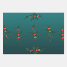 Mistletoe Wrapping Paper Flat Sheet Set 3