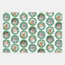 Mistletoe Wreath Foto Collage Weihnachtsmuster Geschenkpapier Set