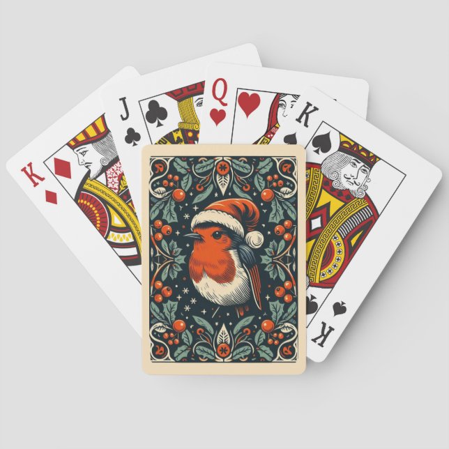 Mistletoe Wreath Niedlich Santa Robin Poker Cards Spielkarten (Rückseite)