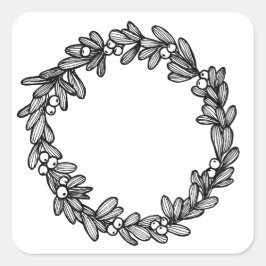 Mistletoe Wreath Quadratischer Aufkleber