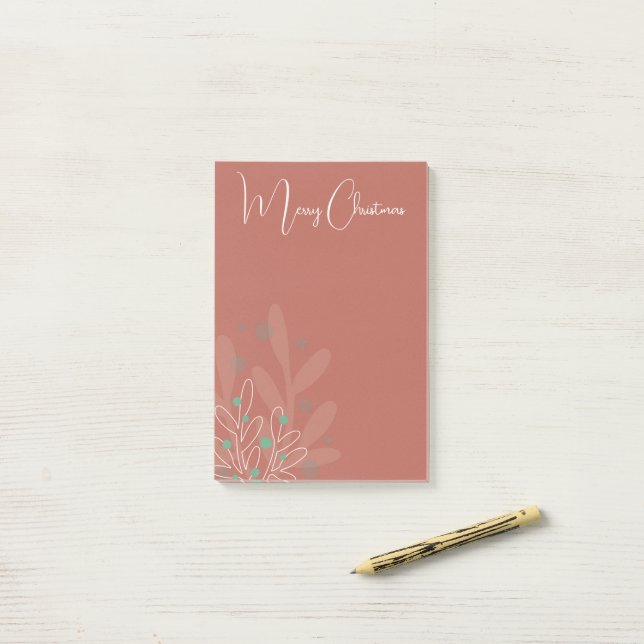 Mistletoe xmas trendy hand drawn design post-it klebezettel (Auf Schreibtisch)