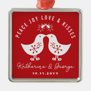 Mistletoes Kissing Chicks Mr & Mrs. 1. Weihnachten Ornament Aus Metall