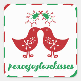 Mistletoes Kissing Chicks Mr & Mrs. 1. Weihnachten Quadratischer Aufkleber