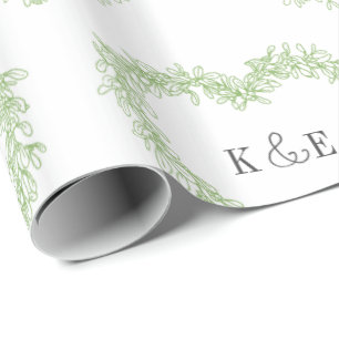 Mistletografie zeichnend monogramm-grün geschenkpapier