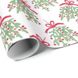 Mistletomuster Rot und Grün Geschenkpapier