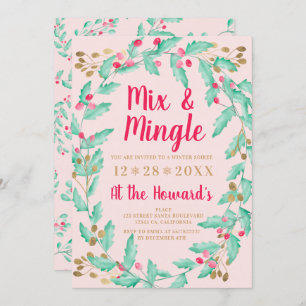 Mistleton Aquarellgold Weihnachtsmaus Einladung