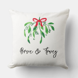 MistletoNAME & NAME Jahr Feierlicher Roter grüner  Kissen