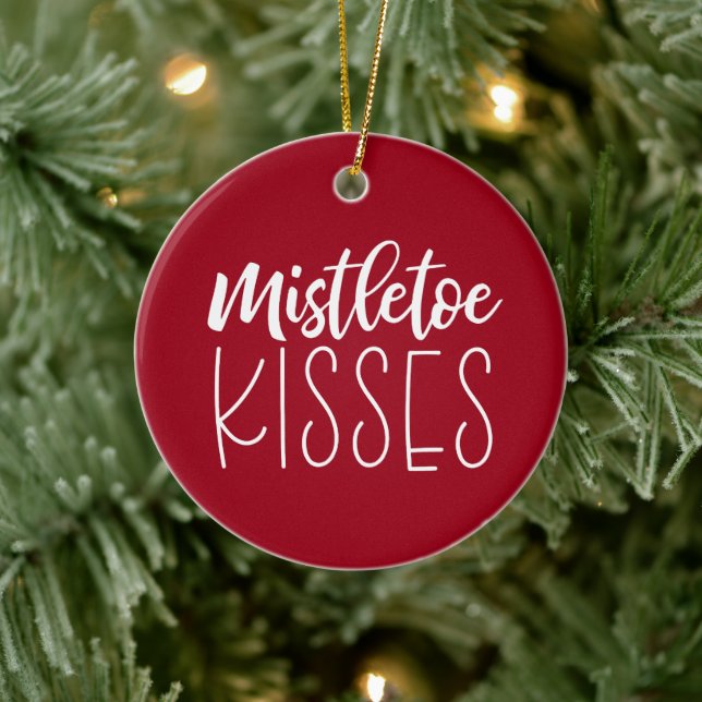 Mistletoz Kisses Rote Weihnachten Keramik Ornament (Baum)