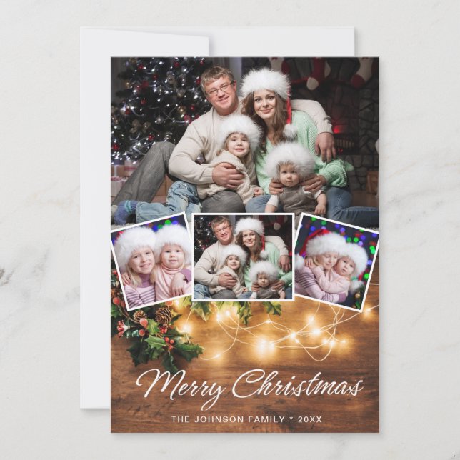 Mistletozweig Rustic 4 FOTO Weihnachtsgrüße Feiertagskarte (Vorderseite)