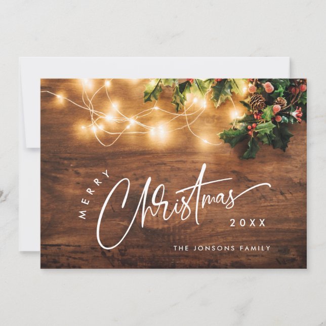 Mistletozweig Rustikale Weihnachtsgrüße Feiertagskarte (Vorderseite)