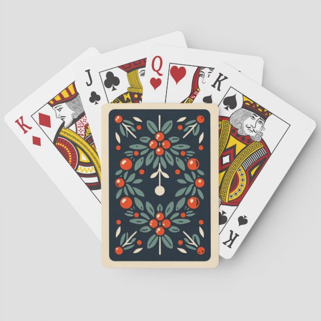 Mistlletoe Holly berries Pattern Poker Cards Spielkarten (Rückseite)