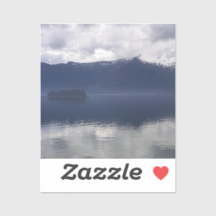 Misty Alaskan Sea in Shades of Blue Aufkleber