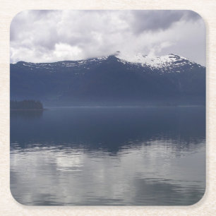 Misty Alaskan Sea in Shades of Blue Rechteckiger Pappuntersetzer