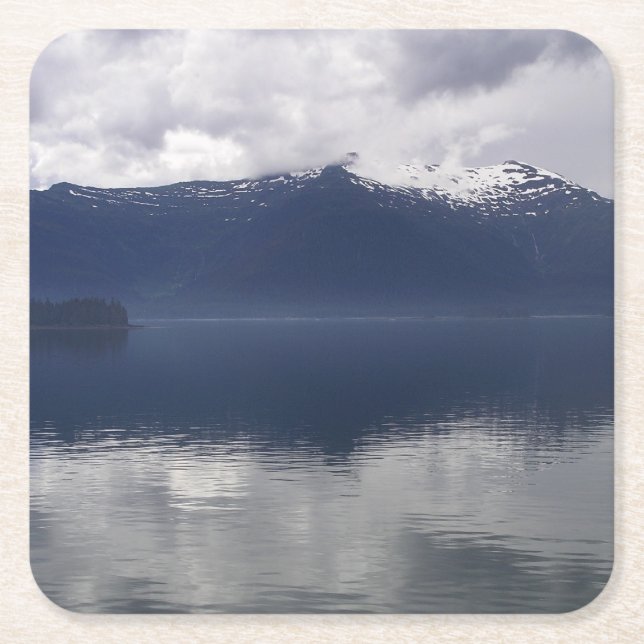 Misty Alaskan Sea in Shades of Blue Rechteckiger Pappuntersetzer (Vorderseite)