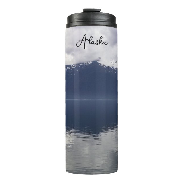 Misty Alaskan Sea in Shades of Blue Thermosbecher (Vorderseite)