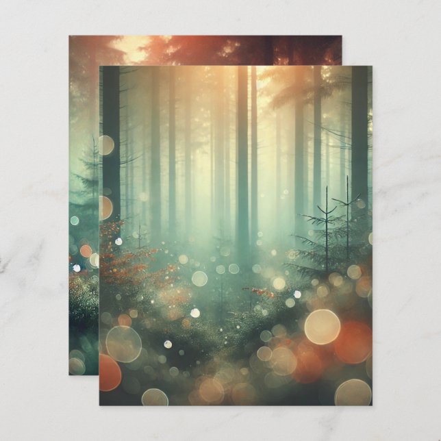 Misty Autumnal Forest Bokeh Scrapbook Papierblätte (Vorne/Hinten)