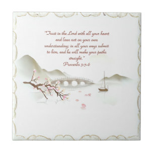 Misty Blossom Crossing Bible Verse Keramik Tile Fliese