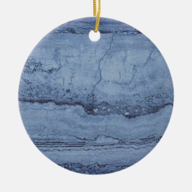 Misty Blue abstrakt Granite Marmormuster Keramik Ornament (Vorne)