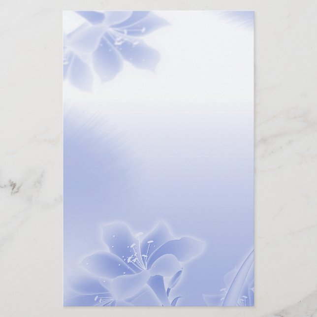 Misty Blue Floral Briefpapier (Vorderseite)