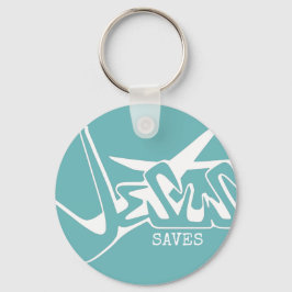 Misty Blue Graffiti Jesus Rette Schlüsselanhänger