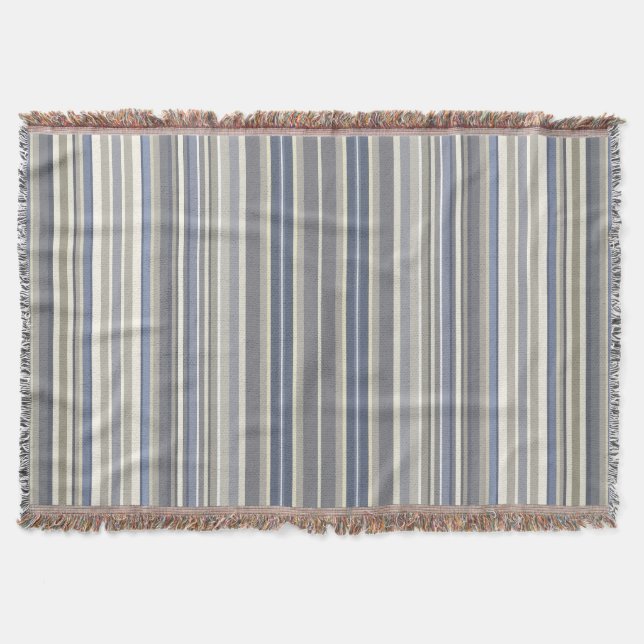 Misty Blue Gray Stripes Decke (Vorderseite)