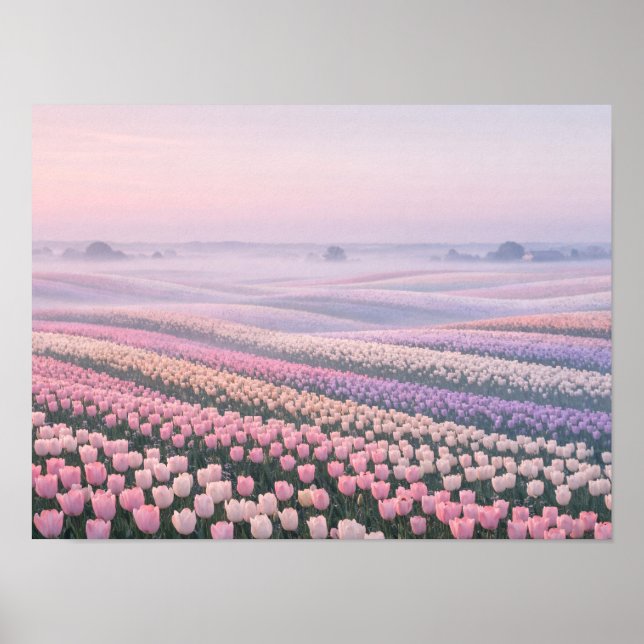 Misty Blue Ocean Horizon Poster - Minimalist Calm (Vorne)