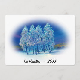 Misty Blue Spruce Trees Northern Lights Painting