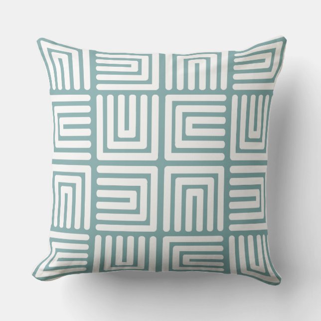 Misty Blue White Square Humps Kissen (Vorderseite)