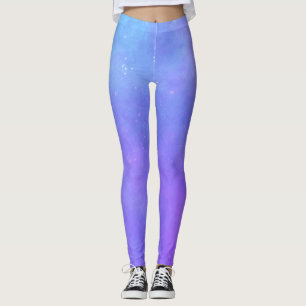 Misty Celestial Sky Mix of Purples Blues Stars Leggings