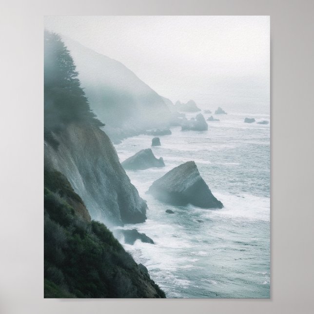 Misty Coastal Escape Print Poster (Vorne)