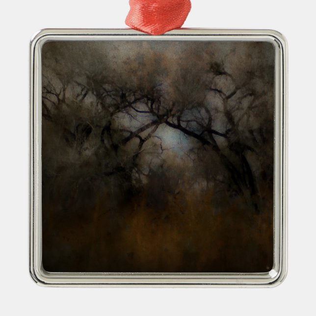 Misty Cottonwoods Silbernes Ornament (Vorne)