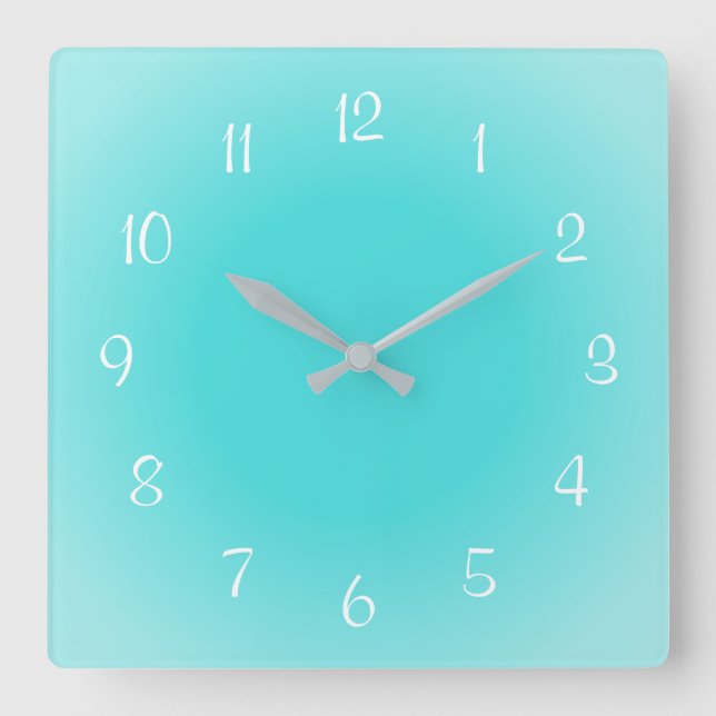 Misty Edges Aqua Mattiertes Design Weichzeichnen Quadratische Wanduhr (Vorderseite)