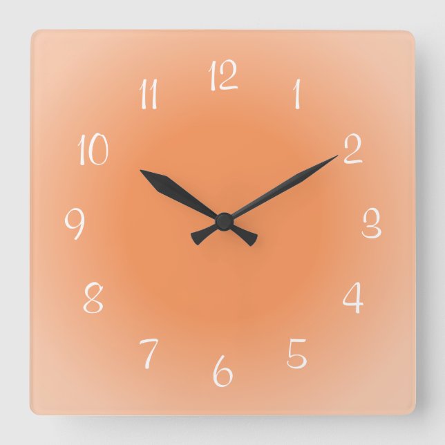 Misty Edges Orange Mattierte Designfarbe Quadratische Wanduhr (Vorderseite)