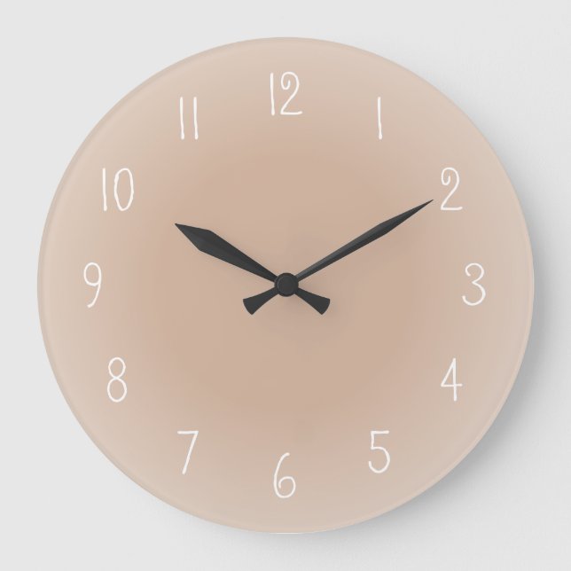 Misty Edges Rosy Beige Mattierte Design-Farbwahl Große Wanduhr (Vorderseite)