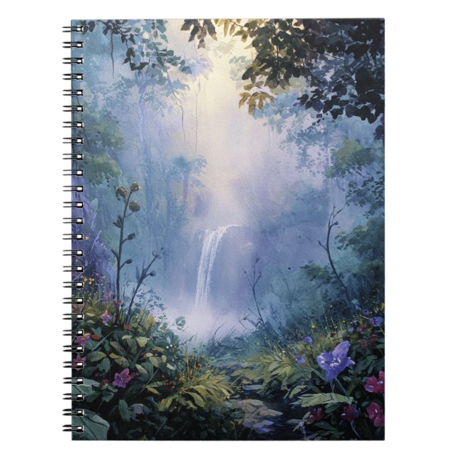 Misty Enchanted Forest Waterfall Art Notebook Notizblock (Vorderseite)