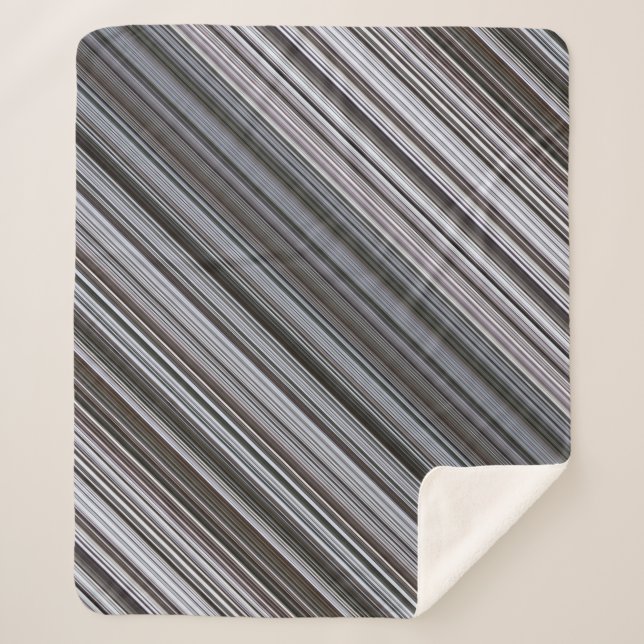 Misty February Blue und Gray Stripe Sherpadecke (Vorderseite)