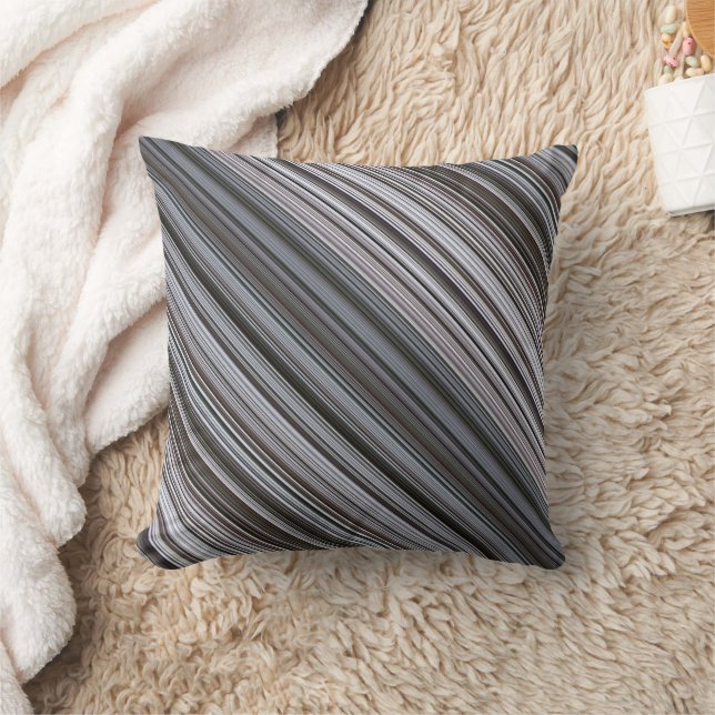 Misty February Blue und Gray Stripe und Kariert Kissen (Decke)