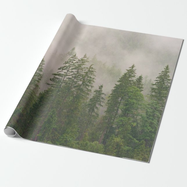 Misty Foggy Forest Trees Geschenkpapier (Ungerollt)
