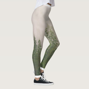 Misty Foggy Forest Trees Leggings