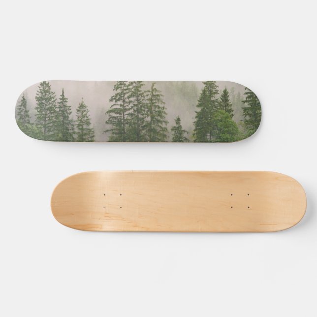 Misty Foggy Forest Trees Skateboard (Horizontal)