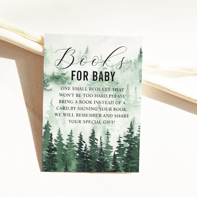 Misty Forest Baby Shower Book Request Begleitkarte (Von Creator hochgeladen)