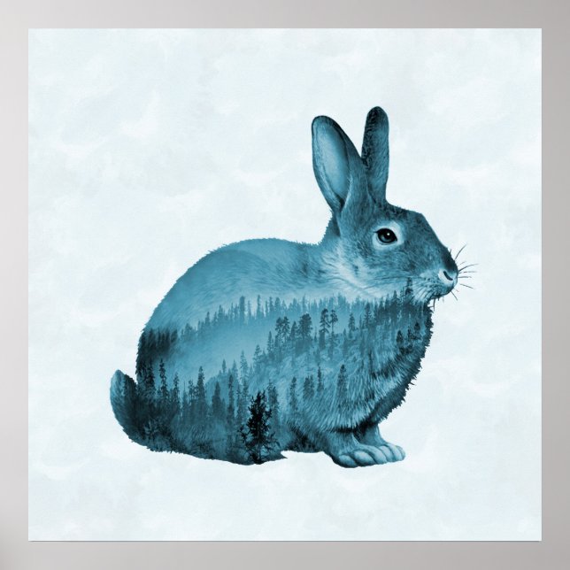Misty Forest Bunny - Blau Poster (Vorne)